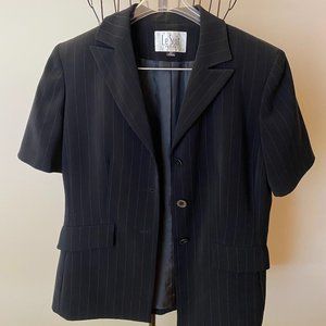 Black with white pin strips short sleeve blazer